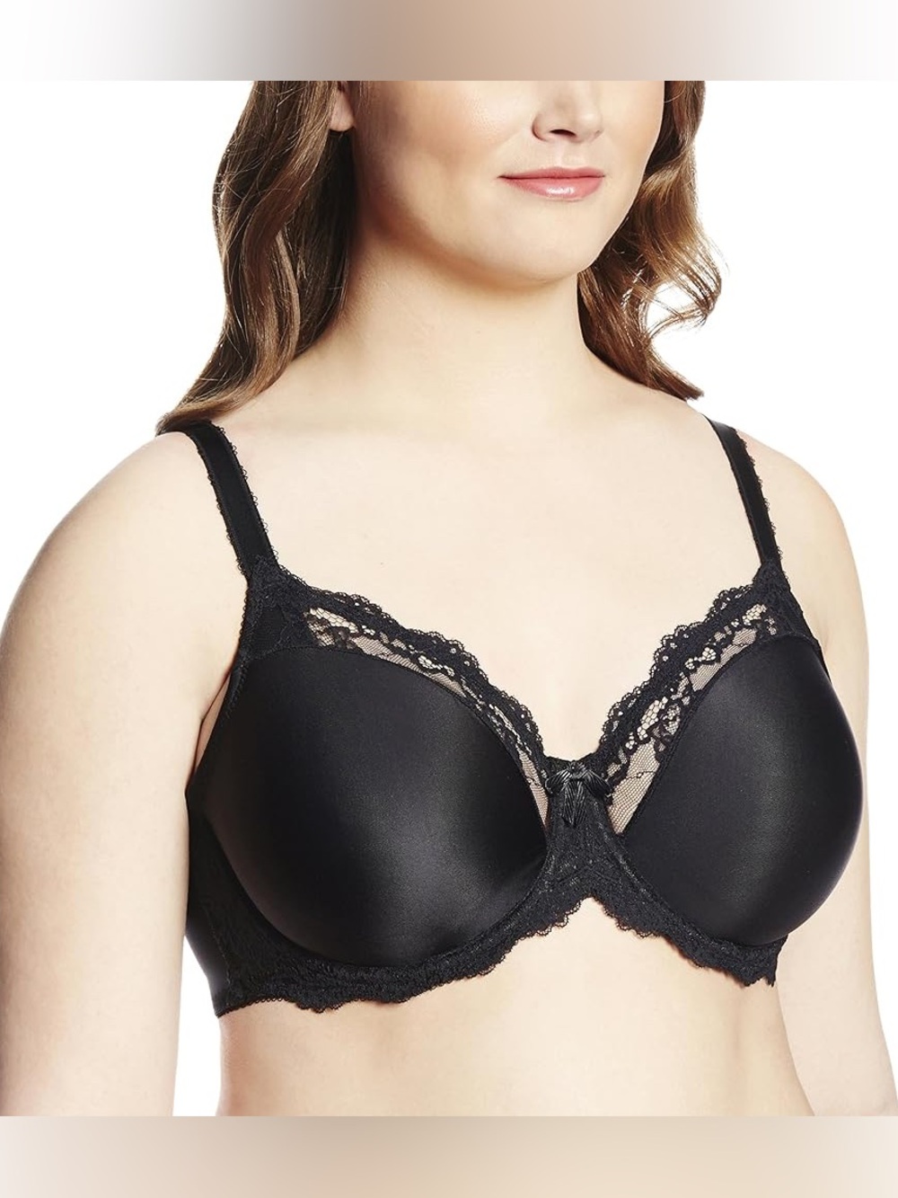 NWT $60 Wacoal Black Lace-Trim Full Coverage Underwire Bra 34DD